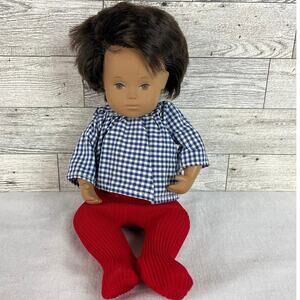 SASHA BABY WHITE Doll 12” Blue Plaid Smock Red Tights Collectible Play Figure